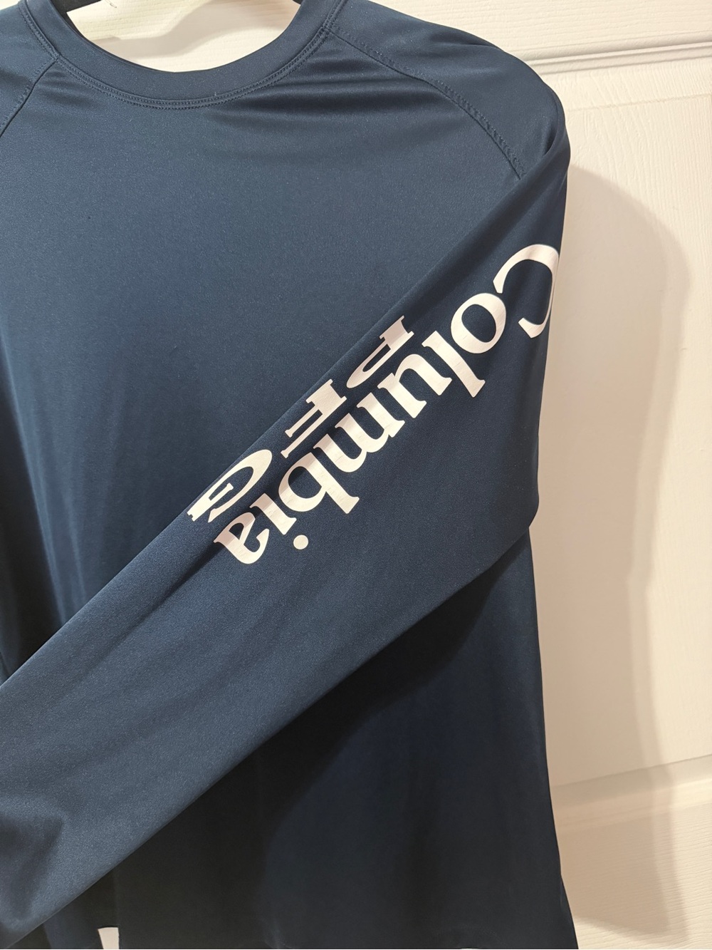 Columbia Navy Long-Sleeve Performance Tee with White Sleeve Logo